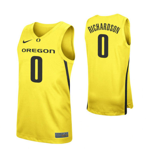 Oregon Ducks 0 Will Richardson Yellow College Basketball Jersey retro stitched fan jersey RTJ8451 image 1