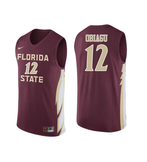 Florida State Seminoles 12 Ike Obiagu College Basketball Jersey Wine retro stitched fan jersey RTJ11295 image 1