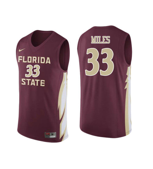 Florida State Seminoles 33 Will Miles College Basketball Jersey Wine retro stitched fan jersey RTJ5389 image 1