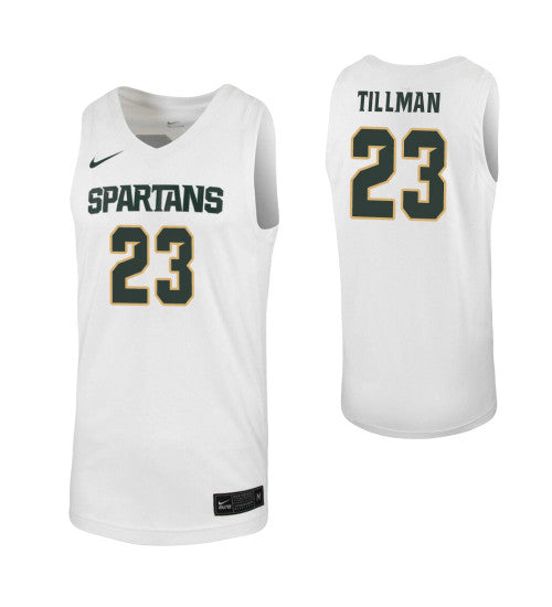 Michigan State Spartans 23 Xavier Tillman White College Basketball Jersey 2940 retro stitched fan jersey RTJ9709 image