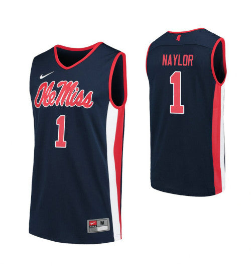 Ole Miss Rebels 1 Zach Naylor College Basketball Jersey Navy retro stitched fan jersey RTJ2674 image 1