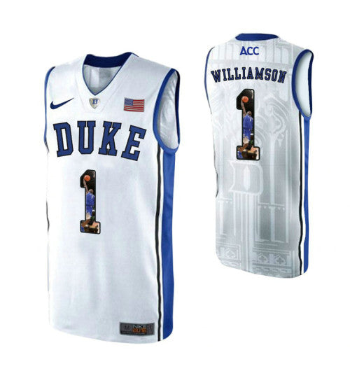 Duke Blue Devils 1 Zion Williamson White College Basketball Jersey 1048 retro stitched fan jersey RTJ11601 image 1